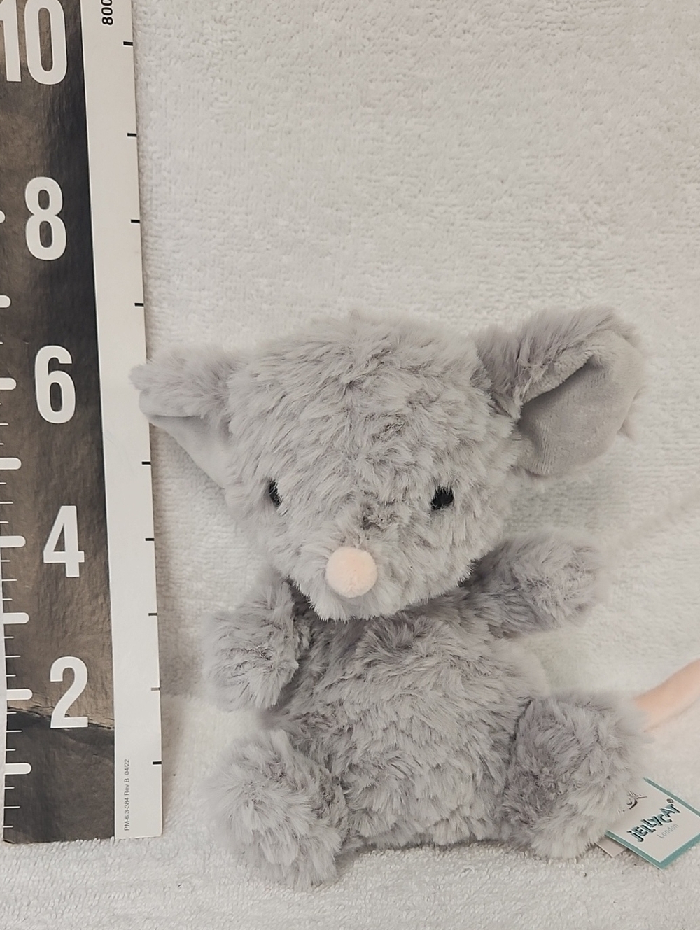 Jellycat Gray Plush Mouse with Pink Nose